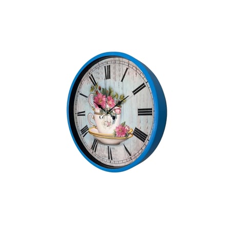 Blue Flower 36 Cm Mavi Duvar Saati iegxx