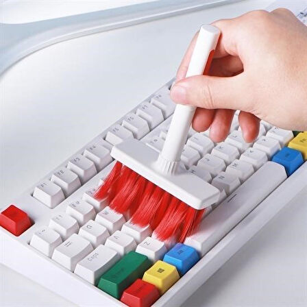 caselka® Çok Amaçlı Kırmızı Hassas Fırça Başlıklı  Bilgisayar Laptop Temizleme Fırçası