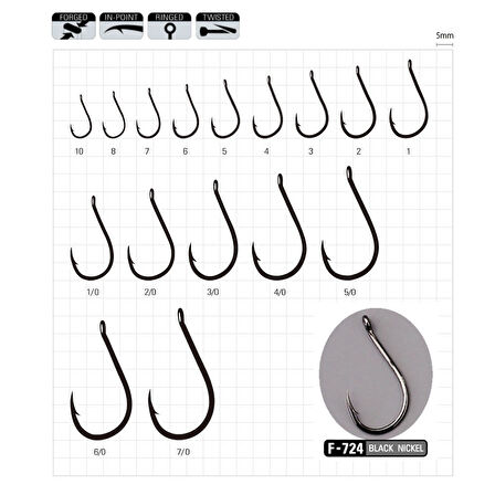 Sasame Chinu Ringed F-724 Serisi Olta İğnesi 6-Standart