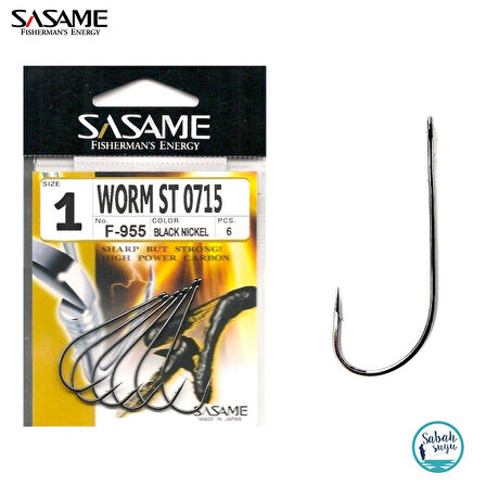 Sasame F-955 Worm Tırnaklı Halkalı İğne #1 (6Ad) Siyah