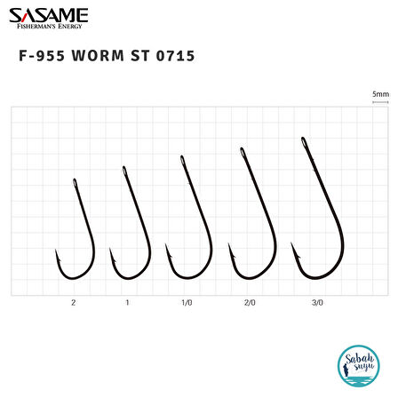 Sasame F-955 Worm Tırnaklı Halkalı İğne #1 (6Ad) Siyah