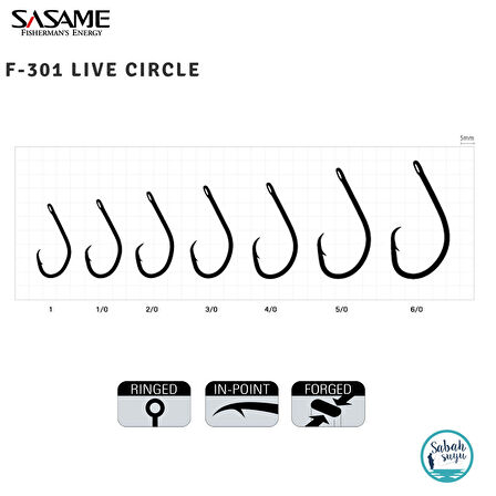 Sasame F-301 Live Circle Halkalı İğne #1 (10Ad) Siyah