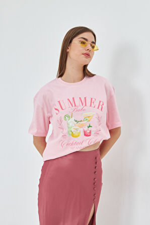 Summer Babe Baskılı %100 Tasarım Kadın Tişört