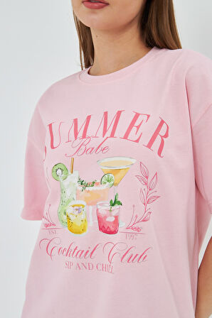 Summer Babe Baskılı %100 Tasarım Kadın Tişört