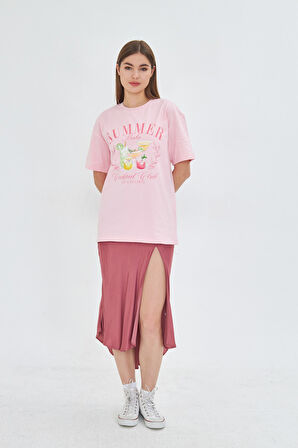 Summer Babe Baskılı %100 Tasarım Kadın Tişört