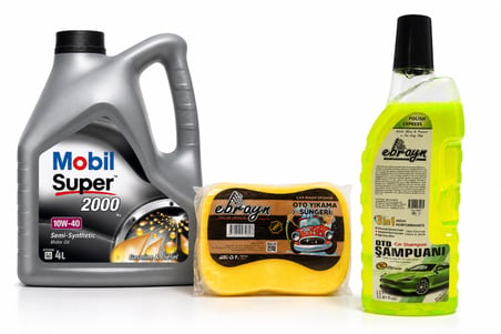 MOBİL SÜPER 2000 X1 10W-40 MOTOR YAĞI 4 Litre + Oto Şampuan 1000 ml + Yıkama Süngeri