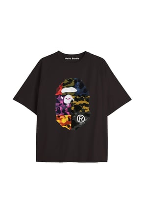 UNİSEX Bay Bape Desenli Siyah Yazlık T-shirt