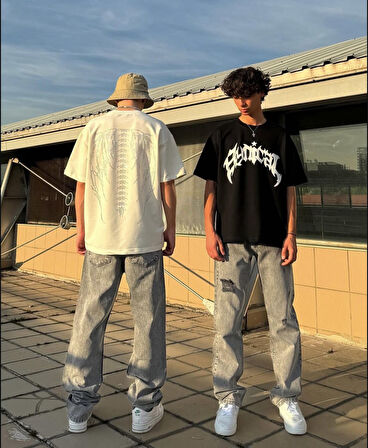 Taşlı Oversize Unisex T-Shirt