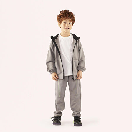 Erkek Çocuk Fermuarlı Sweatshirt Gri