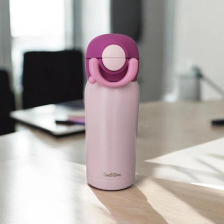Kapaklı Paslanmaz Çelik Pipetli Termos Pembe 350 Ml