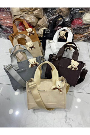 Ayıcık Detaylı Çaptaza Uzun Askılı Kadın Omuz Çantası