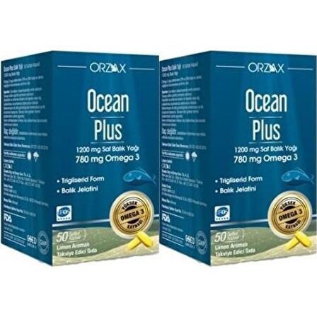 Ocean Plus 1200 Mg 50 Kapsül Balık Yağı 2'li Set