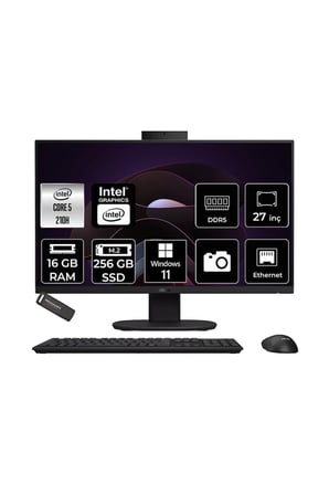 V470 Intel Core 5 210H 16GB 256GB SSD 27" FHD 100Hz W11P All in One Bilgisayar & PER4 USB