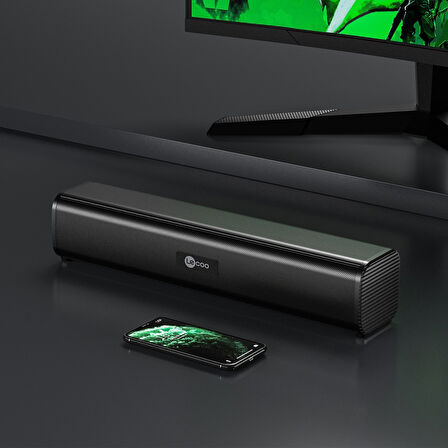 Lecoo DS107 Kablolu USB/AUX Stereo 6W Soundbar Taşınabilir Hoparlör Siyah