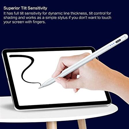 İPad Mini 6.Nesil Uyumlu Avuç İçi Reddetmeli Eğim Hassasiyetli Dokunmatik Yazı Kalemi