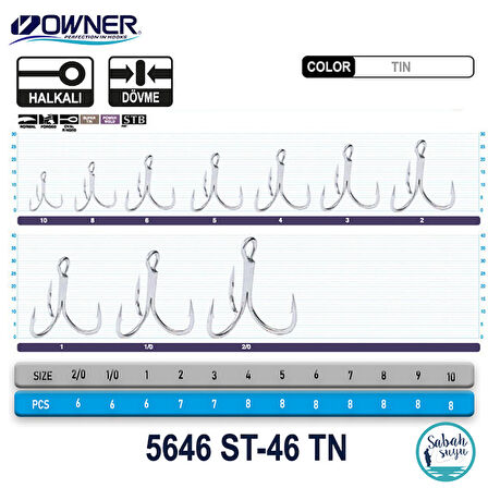 Owner 5646 ST-46N Tin Üçlü İğne #1/0