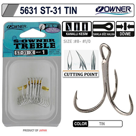 Owner S-Owner Treble 5631 ST-31TN Çarpma Olta İğnesi NO:4