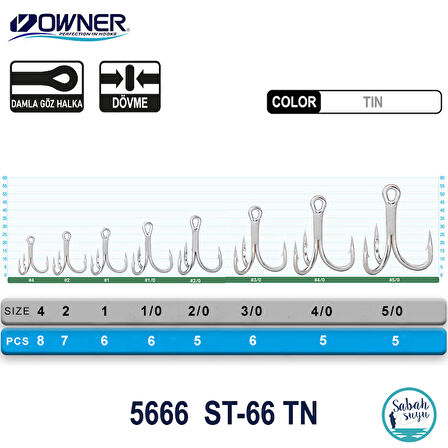 Owner 5666 ST-66TN Tin Üçlü İğne #2/0