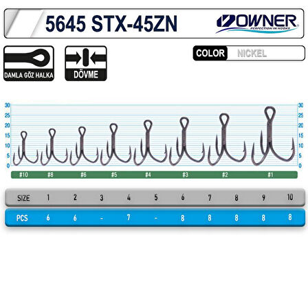 Owner 5645 Stx-45zn Taff Wire Zn Çarpma 3 lü İğne