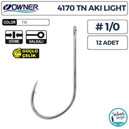 Owner 4170 TN Aki Light Delikli İğne Beyaz #1/0 (12 Adet)