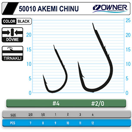 Owner 50010 Akemi Chinu Black Tırnaklı Olta İğnesi