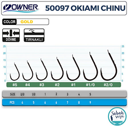 Owner 50097 Okiami Chinu İğne Sarı #2/0 (4 Adet)