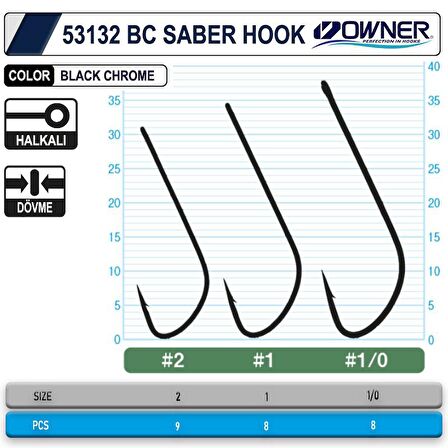 Owner 53132 Saber Hook Black Chrome İğne