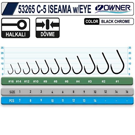 OWNER 53265 C-5 CARP ISEAMA w/EYE Sazan İğnesi 