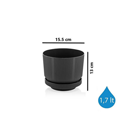 Omnipazar SO-S281 Dekoratif Tabaklı Lüks Çizgi Desenli Saksı 1.7 Litre