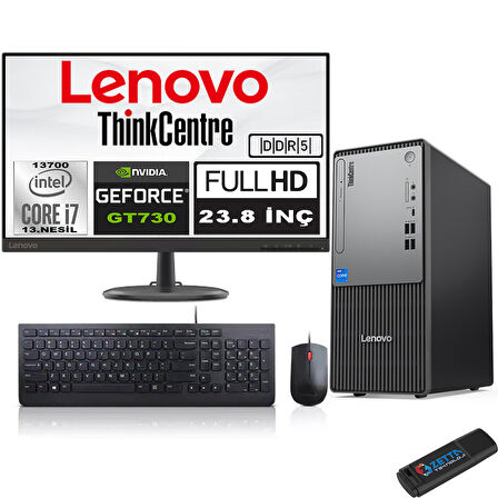 Lenovo Thinkcentre Neo 50T Gen5 Intel Core I7 13700 24GB Ddr5 512GB SSD 23.8 Inç Monitör Freedos Nvidia GT730 7302412UB000LTRF07+ZETTA Flash Bellek