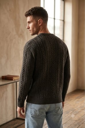Battery Crewneck Erkek Bordo Yuvarlak Yaka Relaxed Fit Kazak Siyah / L
