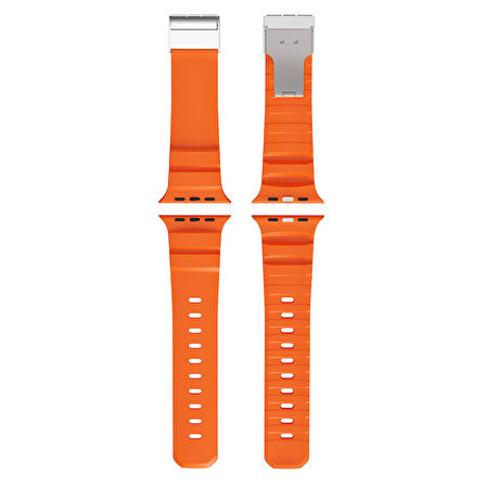 Apple Uyumlu Watch Seri 10-11 (46mm) Kordon 2/3/4/5/6/se/7/8/9 (44-45-49mm) KD-145 Metal Tokalı Silikon Kordon