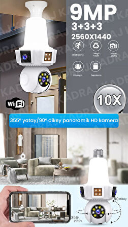 Ampül Kamera, WIFI, 9MP, Alarm, Uzaktan İzleme, Hareket Tabiki, Anlık Bildirim,Gece Görüşü, Kablosuz