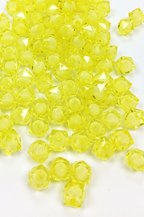 Küp Boncuk İçten Boncuklu Bileklik Çanta Boncuğu 10 mm 50 gr Sarı - BNC454