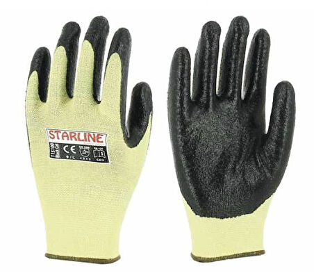 5 Çift Nitril Kaplamalı Aramid Eldiven Starline E-115100 4231b X2xxxx (P) Beden 9