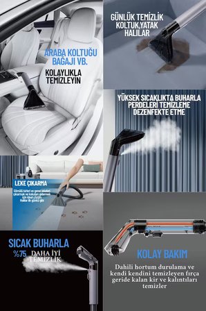 MG-201 Premium - Sesli Komutlu Buharlı Temizlik Makinesi Mop Başlıklı Halı & Koltuk Yıkama Makinesi