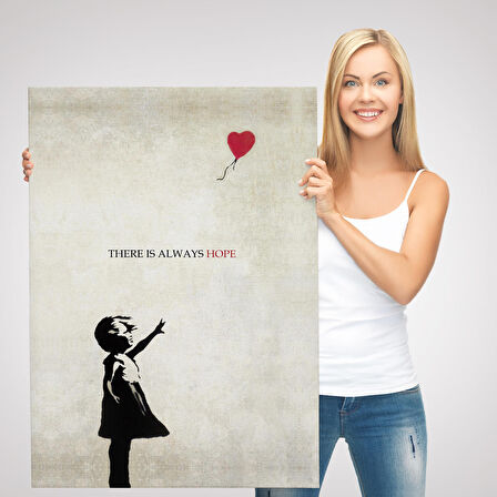 Banksy Kırmızı Balonlu Kız Dekoratif Modern Kanvas Tablo-4962