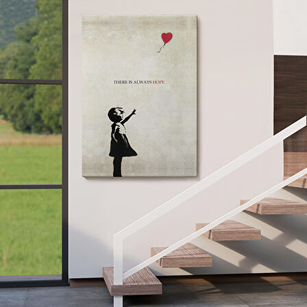 Banksy Kırmızı Balonlu Kız Dekoratif Modern Kanvas Tablo-4962