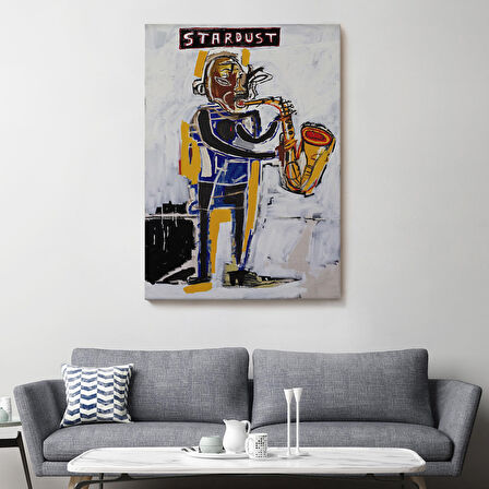 Jean Michel Basquiat Stardust Saksafon Kanvas Tablo, Sokak sanatı, Pop Art-4963