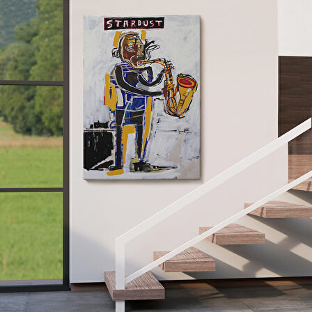 Jean Michel Basquiat Stardust Saksafon Kanvas Tablo, Sokak sanatı, Pop Art-4963