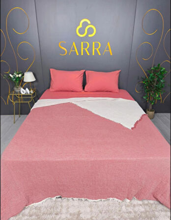 SARRA 220X240 ÇİFT KİŞİLİK MÜSLİN YATAK ÖRTÜSÜ - KİREMİT