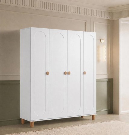 Pema Home Masal %100 MDF Membran 4 Kapaklı Dolap Gardırop Aynasız