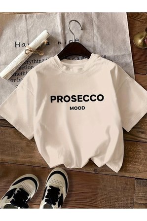 Unisex Prosecco Baskılı Tasarım Tshirt