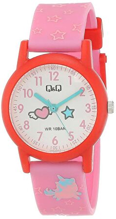 Q&Q V23A-008VY PEMBE SİLİKON KORDON RAKAMLI ÇOCUK KOL SAATİ