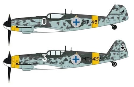 1/72 Messerschmitt Bf109G-6 (Finnish Air Force Aces Combo) (Two kits in the box) Savaş Uçağı PlasHG02259