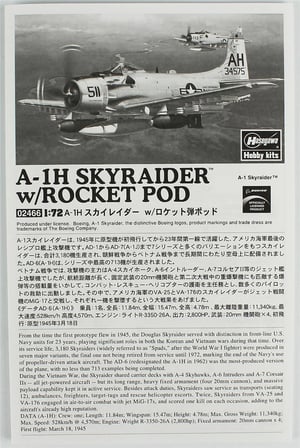 1/72 A-1H Skyraider w/ Rocket pod limited edition maketi, Hasegawa 2466
