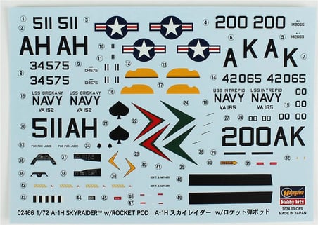 1/72 A-1H Skyraider w/ Rocket pod limited edition maketi, Hasegawa 2466