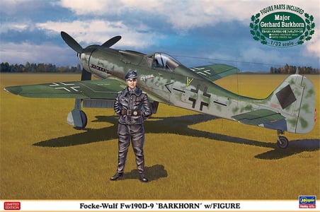 1/32 Focke-Wulf FW190D-9 Barkhorn ve Figürü Savaş Uçağı Maketi, Hasegawa 08251