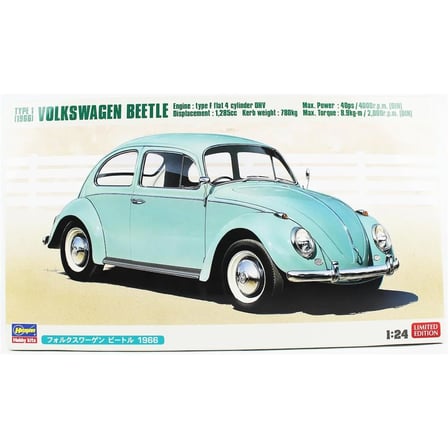 Hasegawa 20732, 1/24 Volkswagen Beetle Type 1 -1966 (Cal Look) ve Sarışın Kız Figürü Plastik Maketi