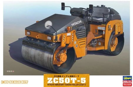 Hasegawa Hitachi ZC50T-5 Titreşimli Tandem Silindir Maketi 1/35 Ölçek Açık Gri